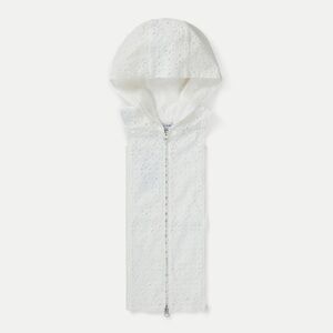 Veronica Beard Marlo Cotton Eyelet Hoodie Dickey, Color White, One Size, NWT
